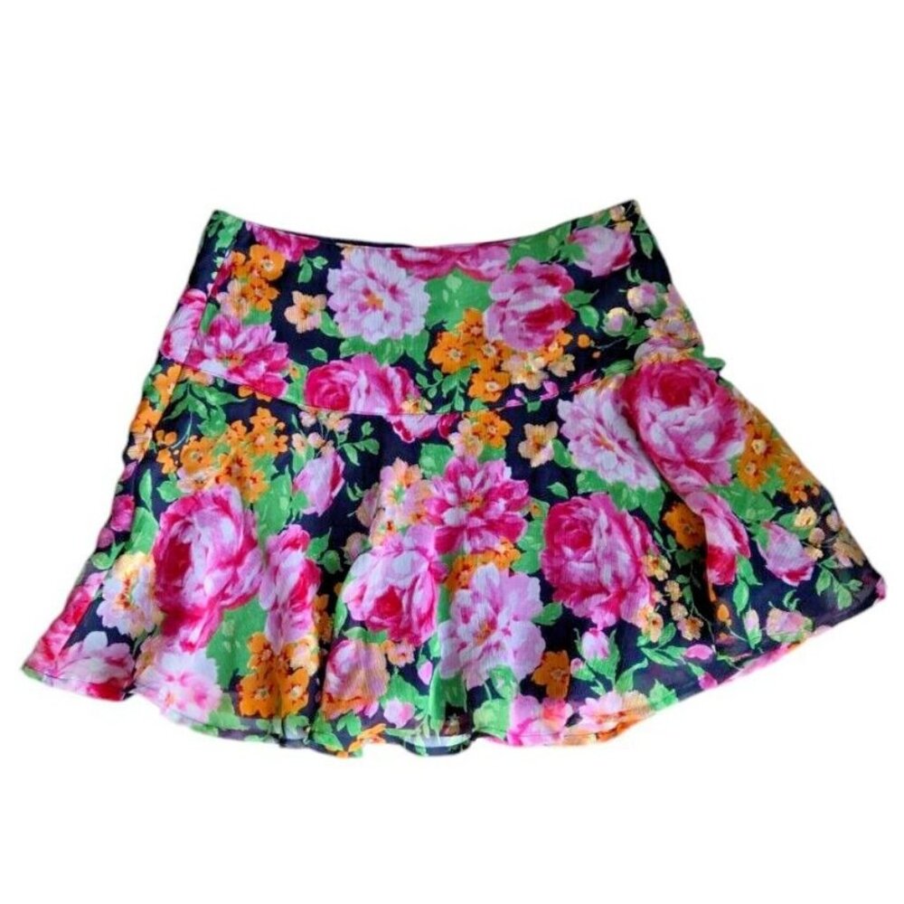 Abercrombie & Fitch Floral A-Line Mini Skirt Women's 2 Fully Lined Side Zip